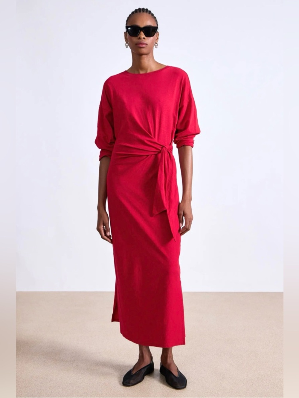 Apiece Apart Vanina Cinched Waist Midi Dress XS NWT Red